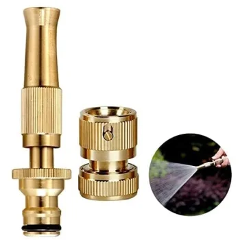 High-Pressure Adjustable Golden Brass Water Spray Nozzle with Quick Connector