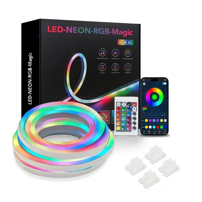 LED Neon RGB Magic Flexible Strip Light with App & Remote Control (RGB-IC)