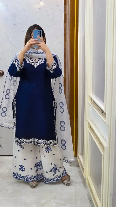 Premium Elegant Embroidery Work Cotton Garara Dress Collection