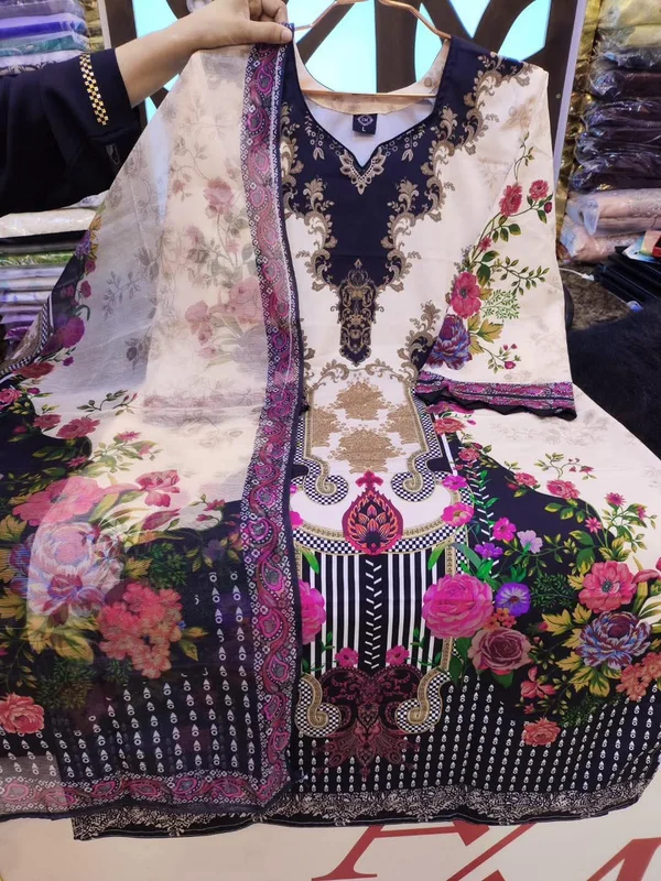 Exclusive Luxury Cotton Digital Print Three Piece Collection