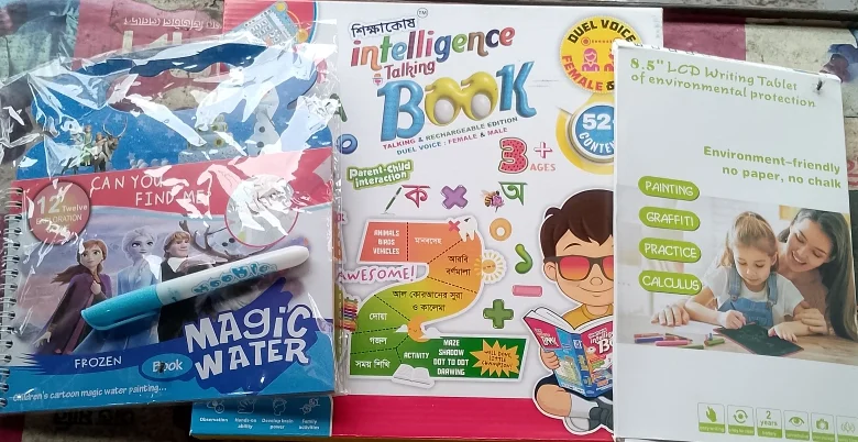 3-in-1 Kids Early Learning Combo Pack (Intelligence Talking Book + 8.5" LCD Writing Tablet + Frozen Magic Water Book)