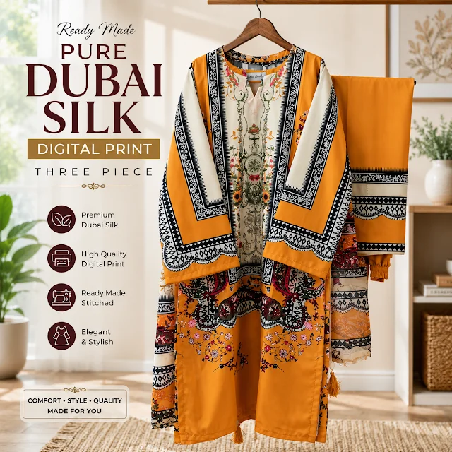 Readymade Pure Dubai Silk Digital Print Three Piece