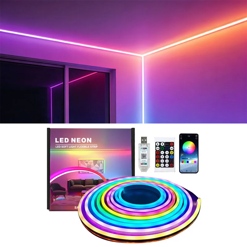 5 Meters RGB Neon LED Soft Flexible Light Strip with Remote & App Control